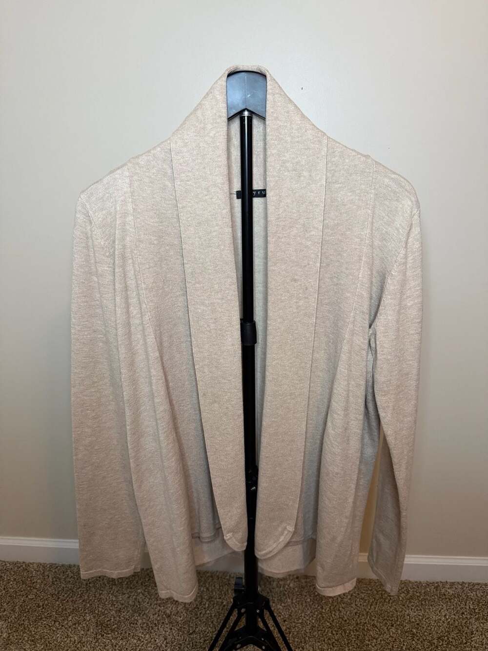 Cyrus Women's Open Front Shawl Collar‎ Cardigan Beige Size L
